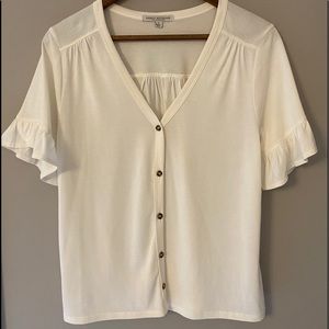 Green Envelop White Short Sleeve Top